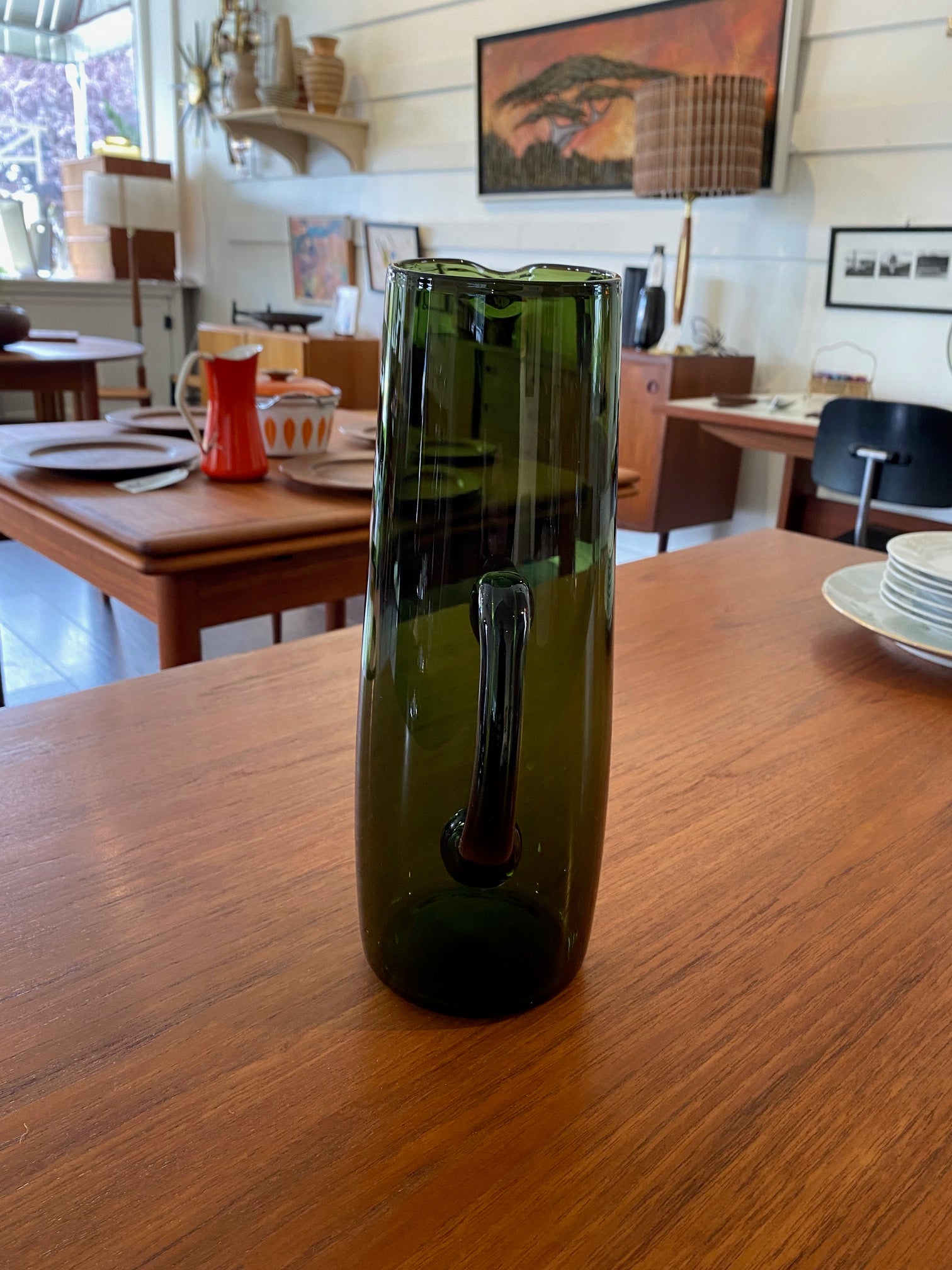 Gorgeous and rare iittala smoke green jug/ pitcher by Erkki Vesanto- Cook Street Vintage