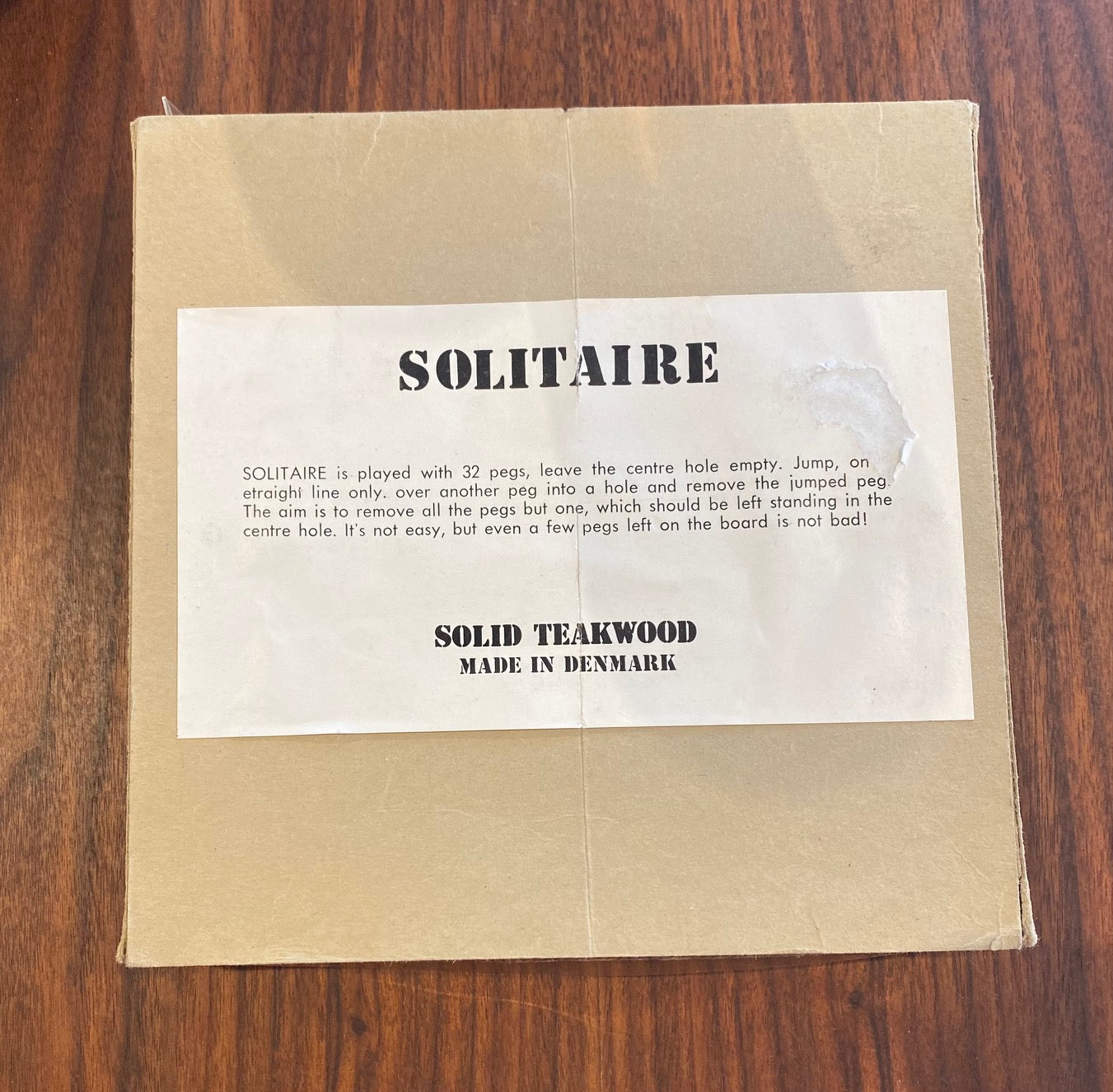Solid Teak Solitaire Game, Made in Denmark