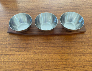 Lundtofte Stainless Steel and Teak Condiment Set with Tray