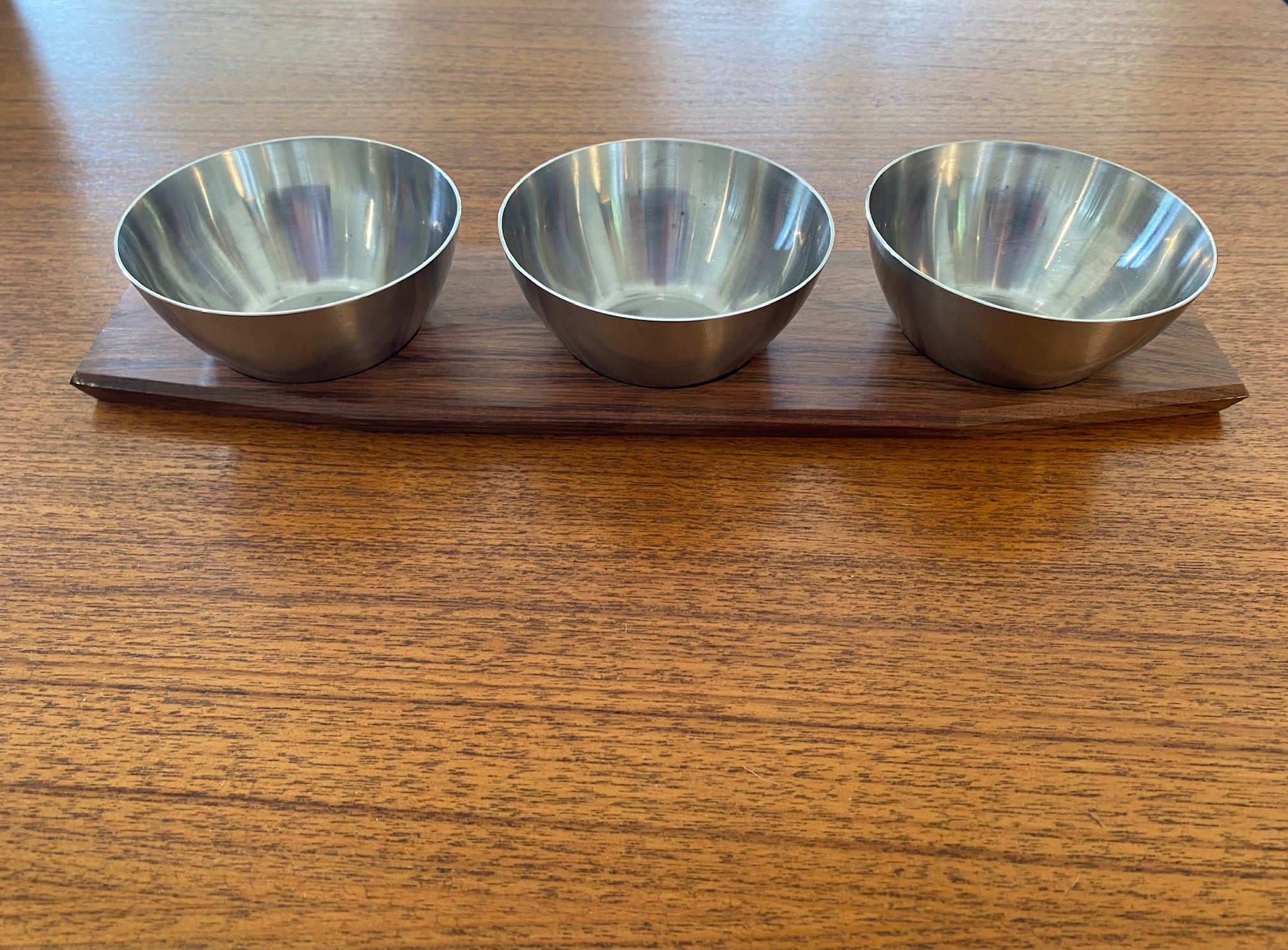 Lundtofte Stainless Steel and Teak Condiment Set with Tray