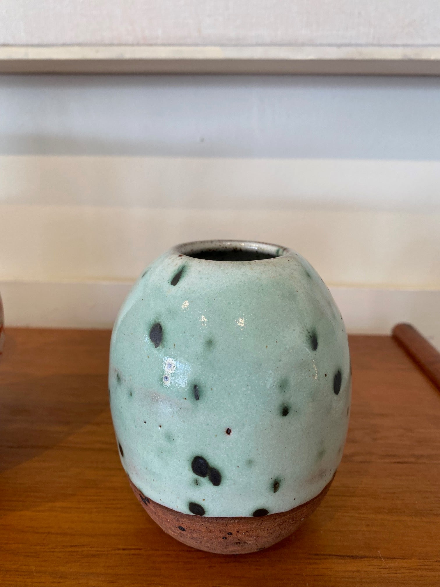 Small Vase with Cream Glaze and Bisque Base