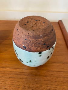 Small Vase with Cream Glaze and Bisque Base