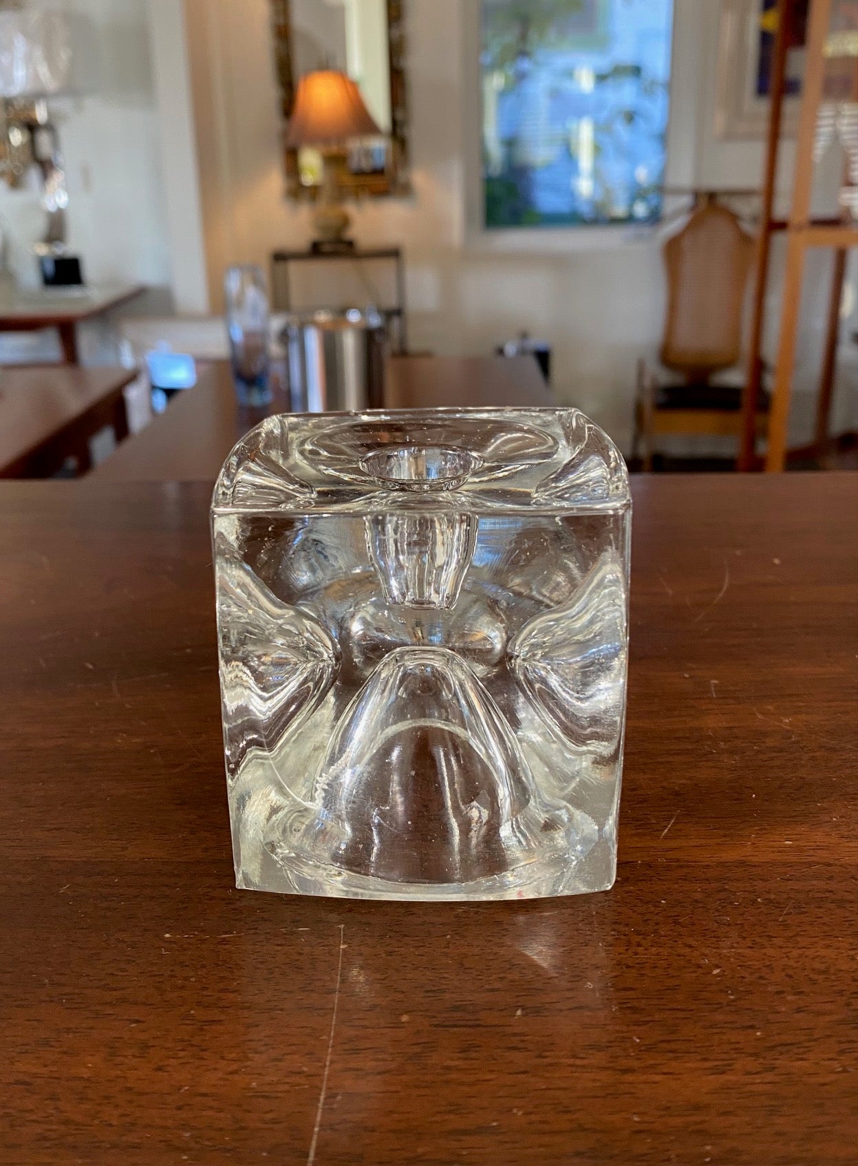 Vintage Rudolf Jurnikl Ice Cube Glass Candle Holder- Cook Street Vintage