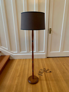 MCM Teak Floor Lamp with Black Bands