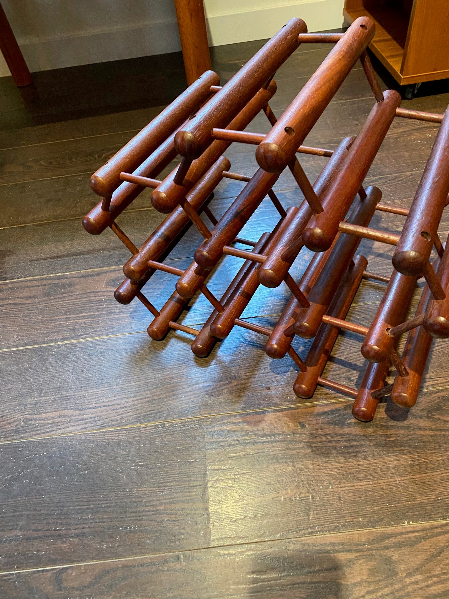 1970s 6 bottle Modular Wood Wine Rack- Cook Street Vintage