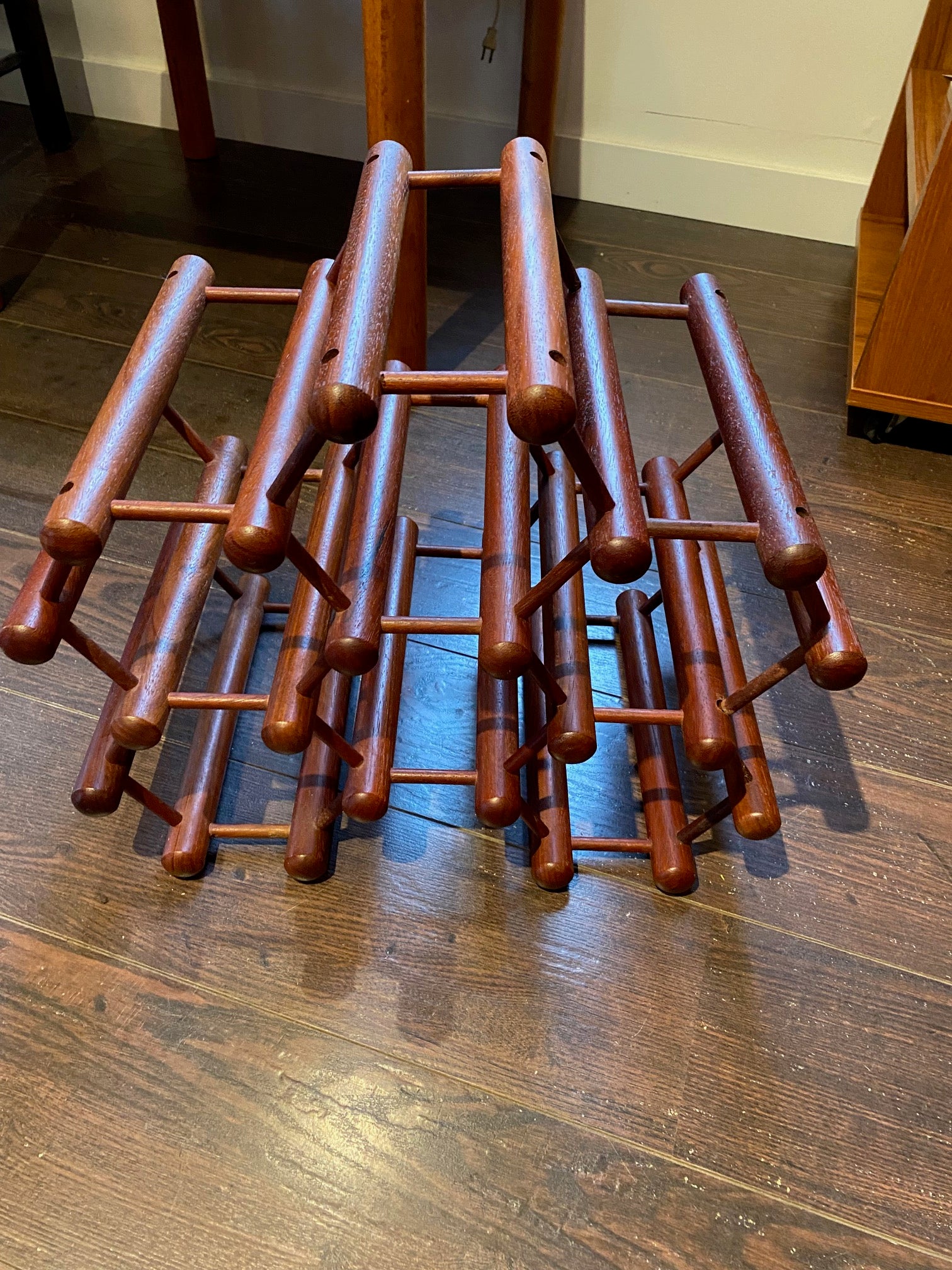 1970s 6 bottle Modular Wood Nissan like Wine Rack- Cook Street Vintage