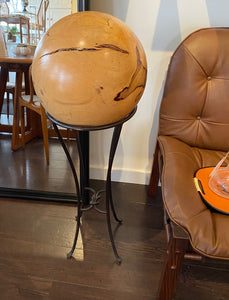 Tamarind Wood Orb on Metal Stand - Cook Street Vintage