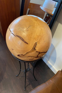 Tamarind Wood Orb on Metal Stand - Cook Street Vintage