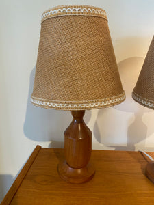 Pair of Small Teak Table Lamps