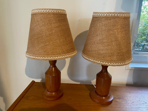 Pair of Small Teak Table Lamps