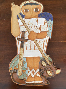 Vintage Terra Cotta St Michael Plaque