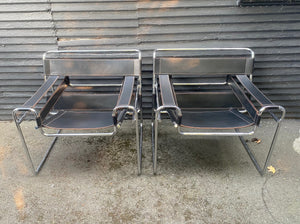 Vintage Wassily Armchair in Black Leather