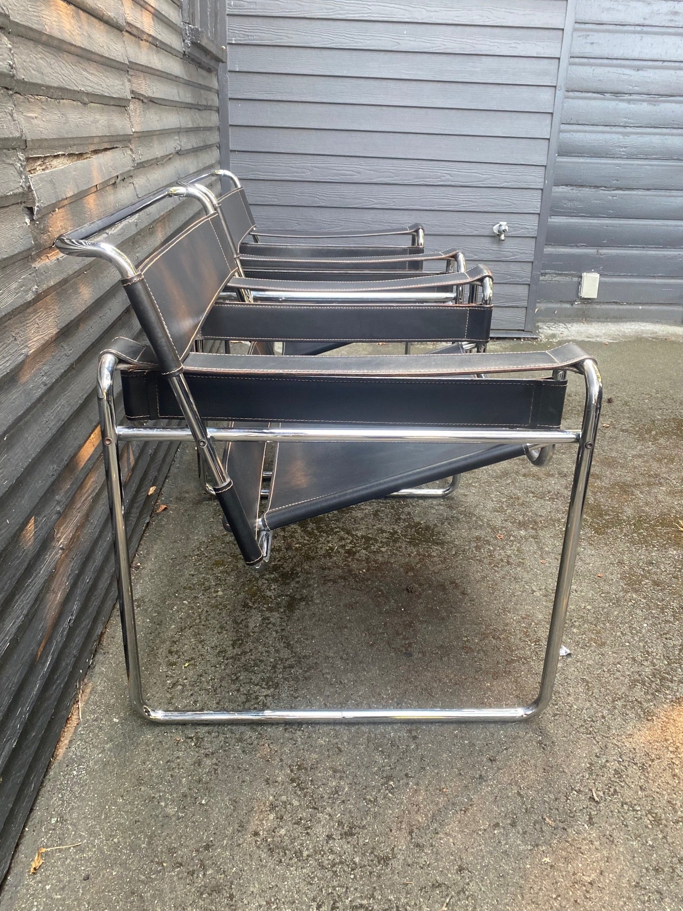 Vintage Wassily Armchair in Black Leather