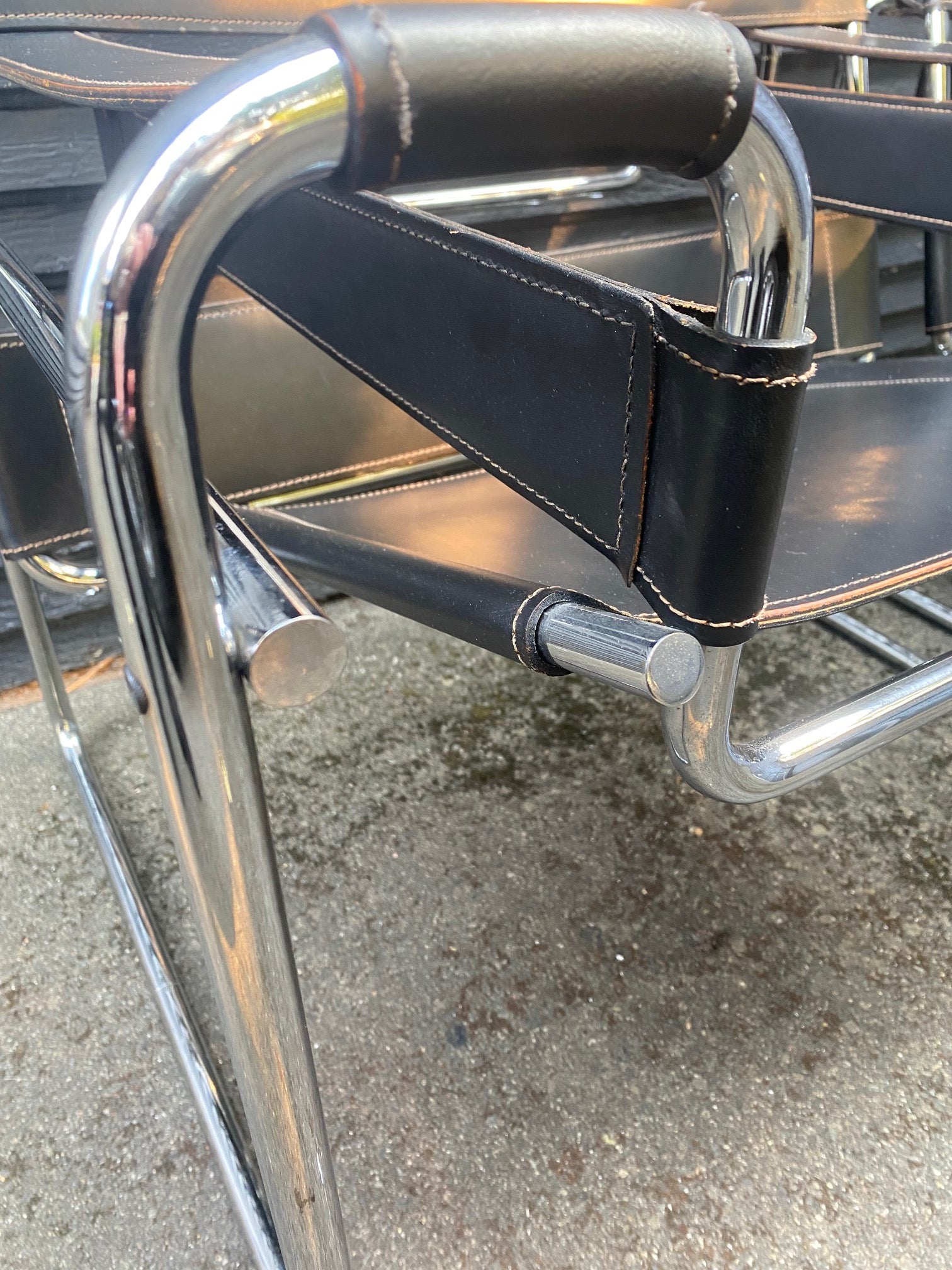 Vintage Wassily Armchair in Black Leather