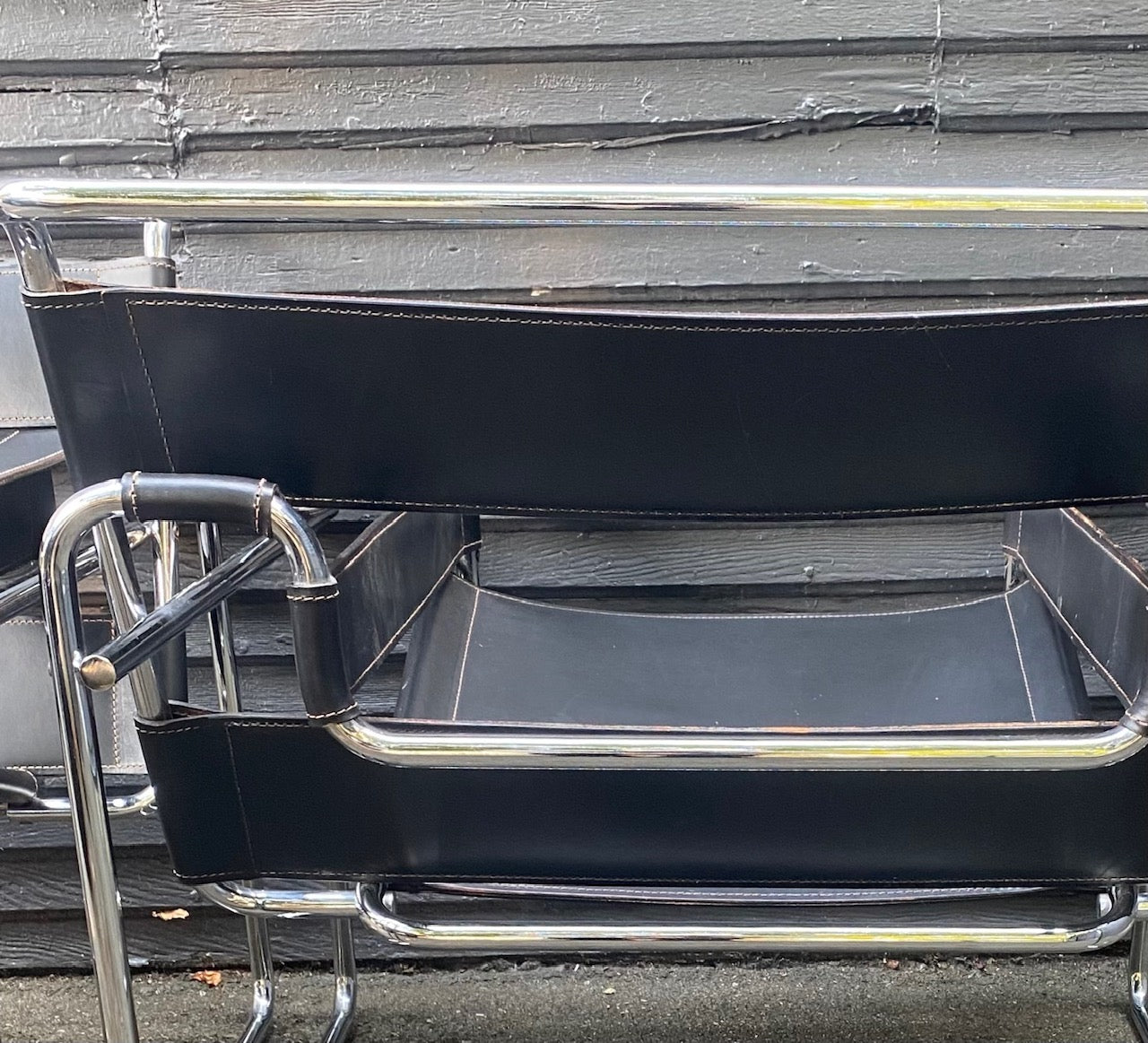 Vintage Wassily Armchair in Black Leather