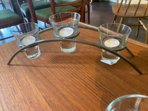 Danish Ironworks "Arc" with 3 Glass Three Votives