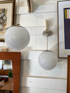 Set of Two MCM White Glass Globe