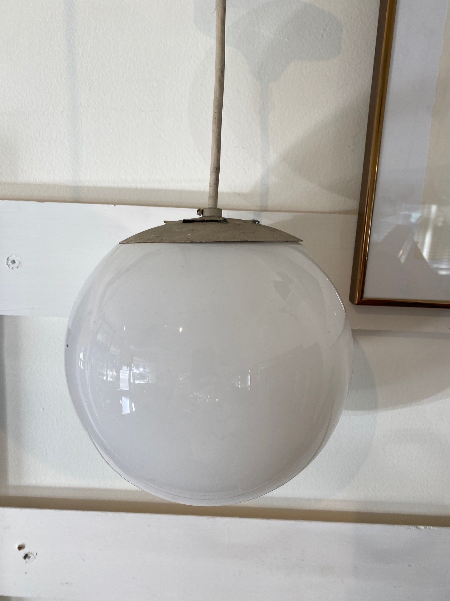 Set of Two MCM White Glass Globe