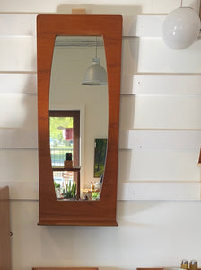 MCM Vertical Teak Mirror with Shelf