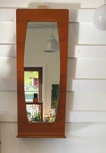 MCM Vertical Teak Mirror with Shelf