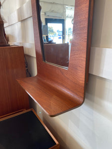 MCM Vertical Teak Mirror with Shelf