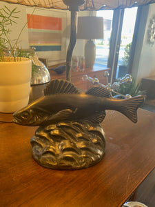 Vintage Fish Lamp with Fibreglass Shade