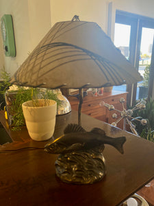 Vintage Fish Lamp with Fibreglass Shade