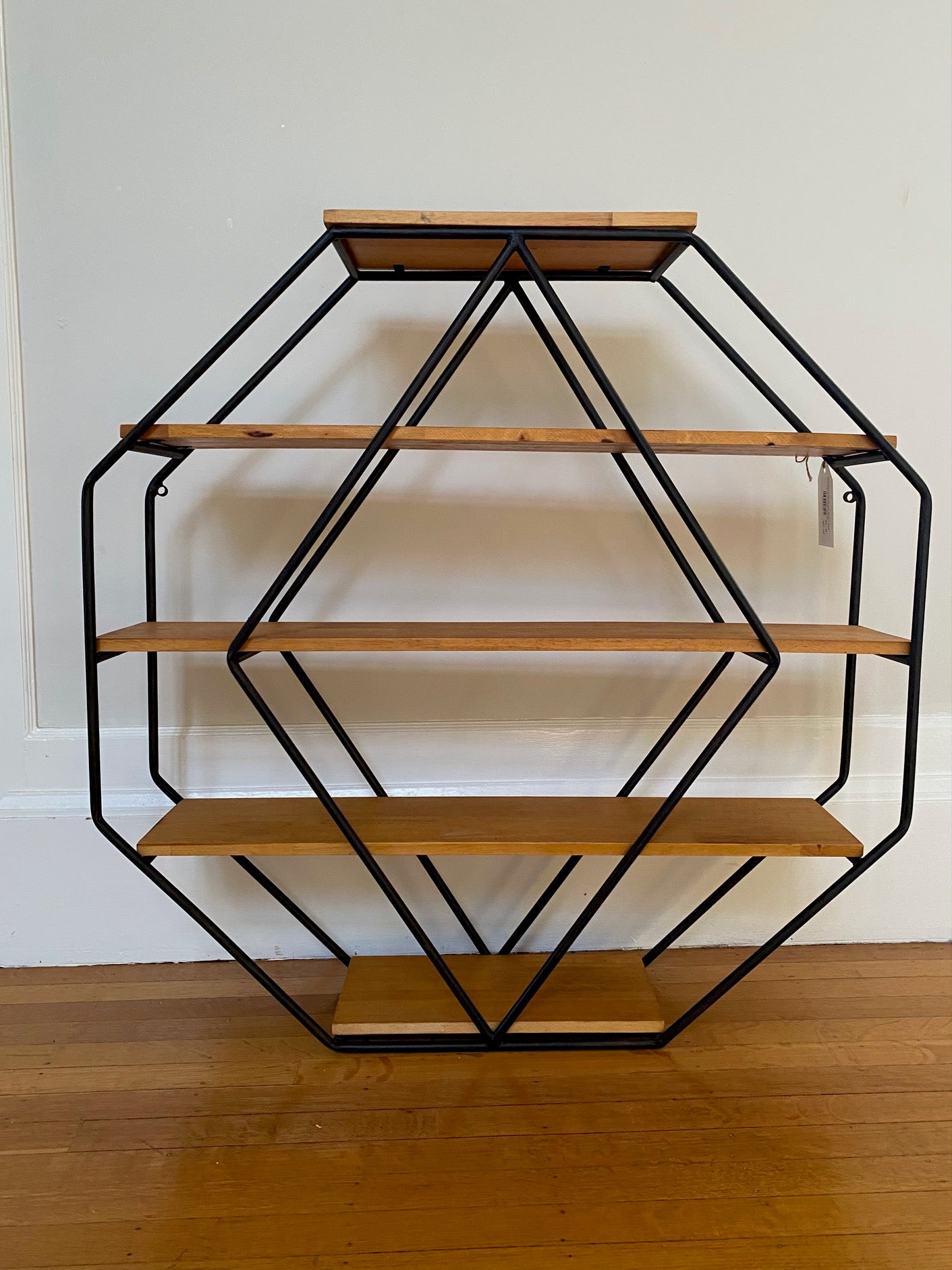 Octagonal Metal and Wood Shelf