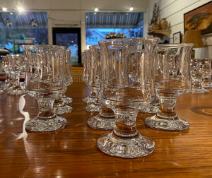 Gorgeous set of 10 mouthblown Per Lutken Ship Glass/ Skibsglas cordial and apertif glasses. Designed by Per Lutken for Holmegaard in 1971- Cook Street Vintage