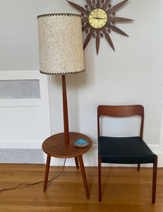 Mid-century teak floor lamp with built in tripod table- Cook Street Vintage