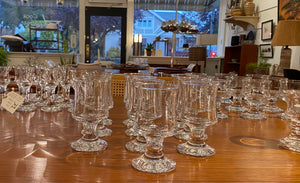 Gorgeous set of 10 mouthblown Per Lutken Ship Glass/ Skibsglas cordial and apertif glasses with our other Holmegaard glassware. Designed by Per Lutken for Holmegaard in 1971- Cook Street Vintage