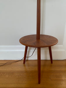 Mid-century teak floor lamp with built in tripod table- Cook Street Vintage