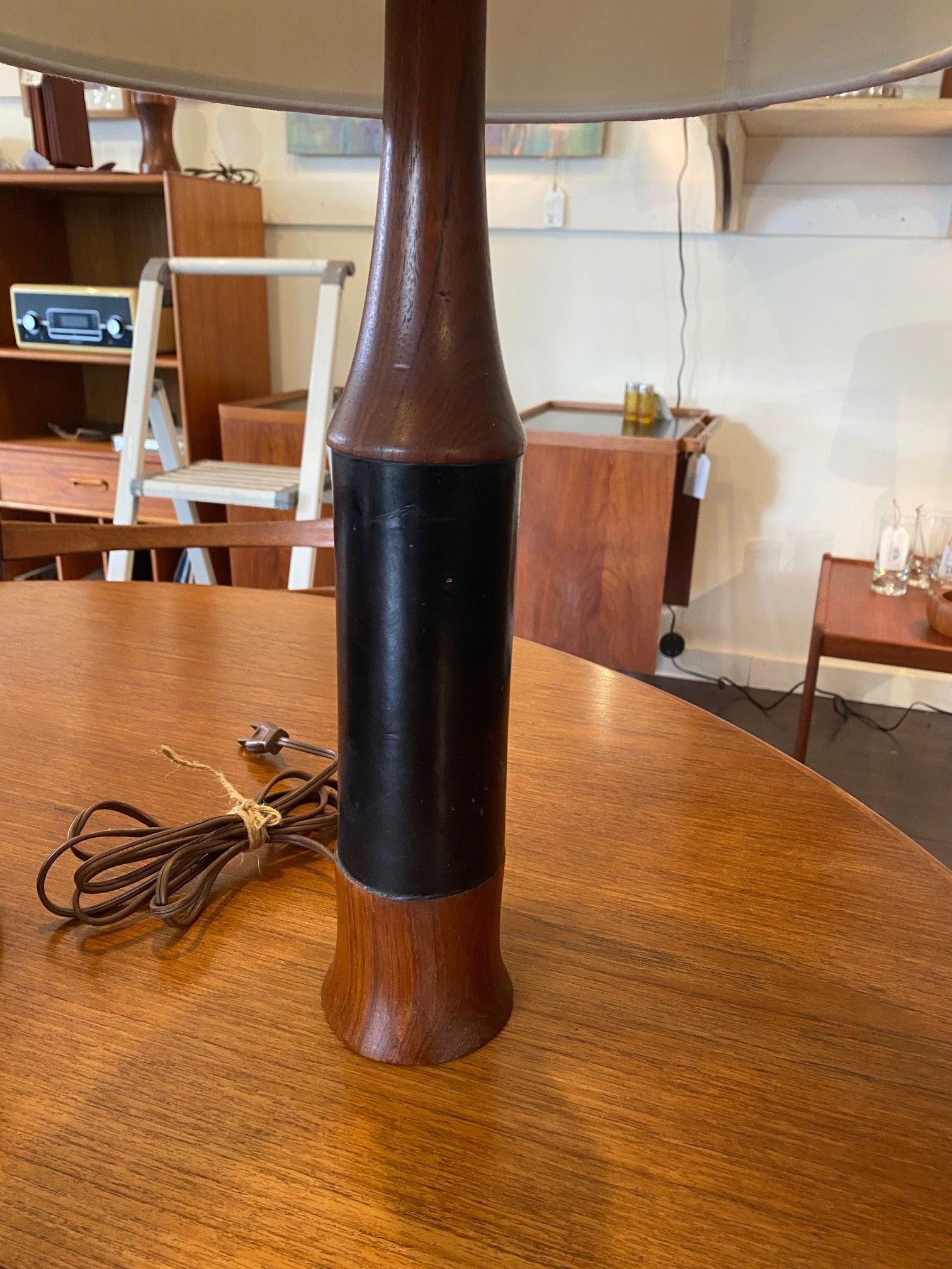 Mid-century Rosewood and Leather Table Lamp