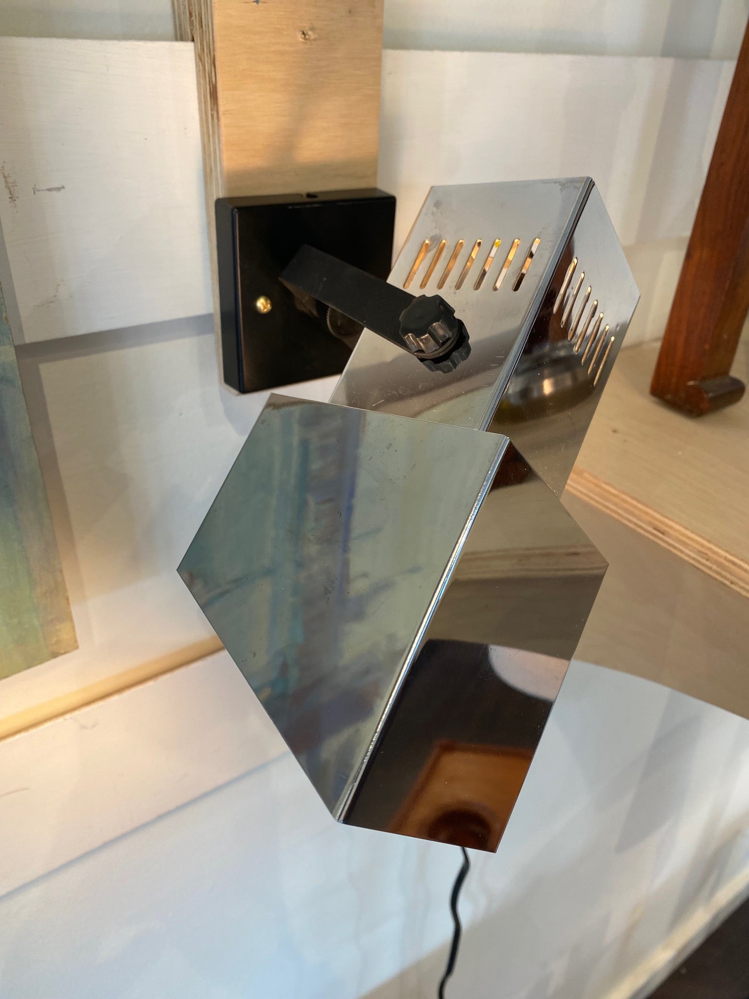 MCM Chrome Cube Sconce/Spotlight