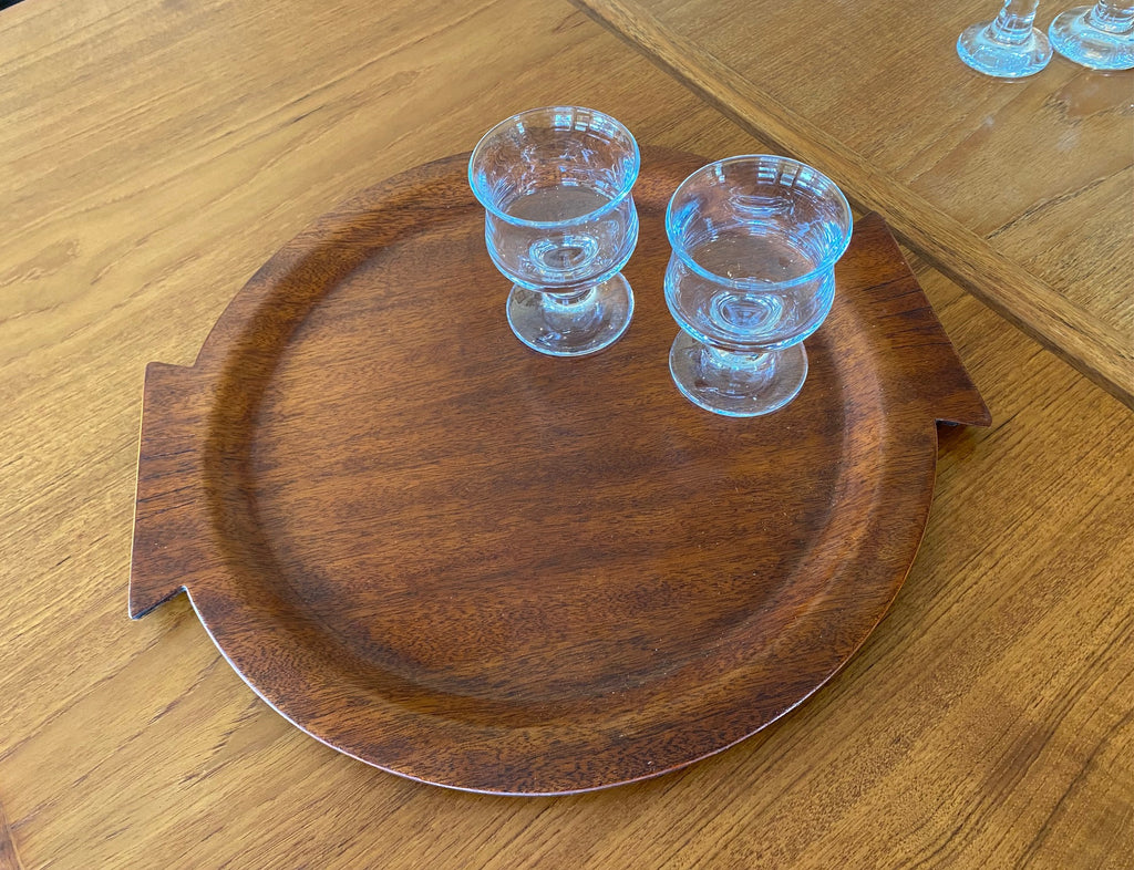 Bent plywood round wood tray made by S.E. Overton-Cook Street Vintage