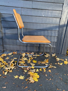 MCM Cantilevered Chrome and Cane Dining Chairs