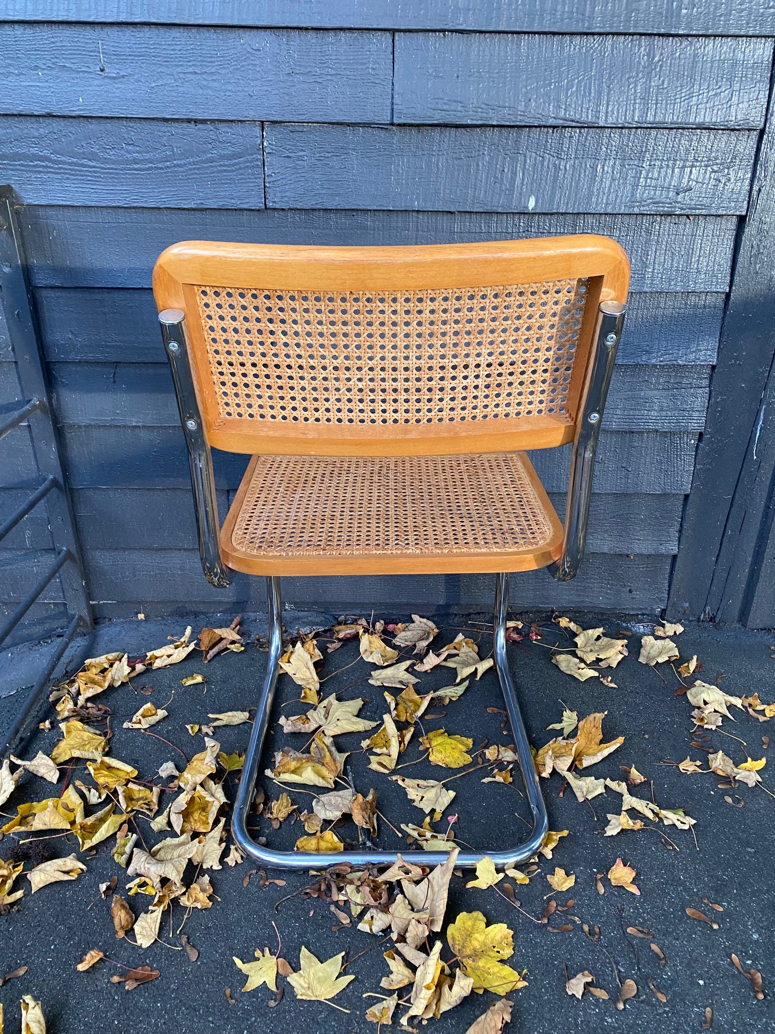 MCM Cantilevered Chrome and Cane Dining Chairs