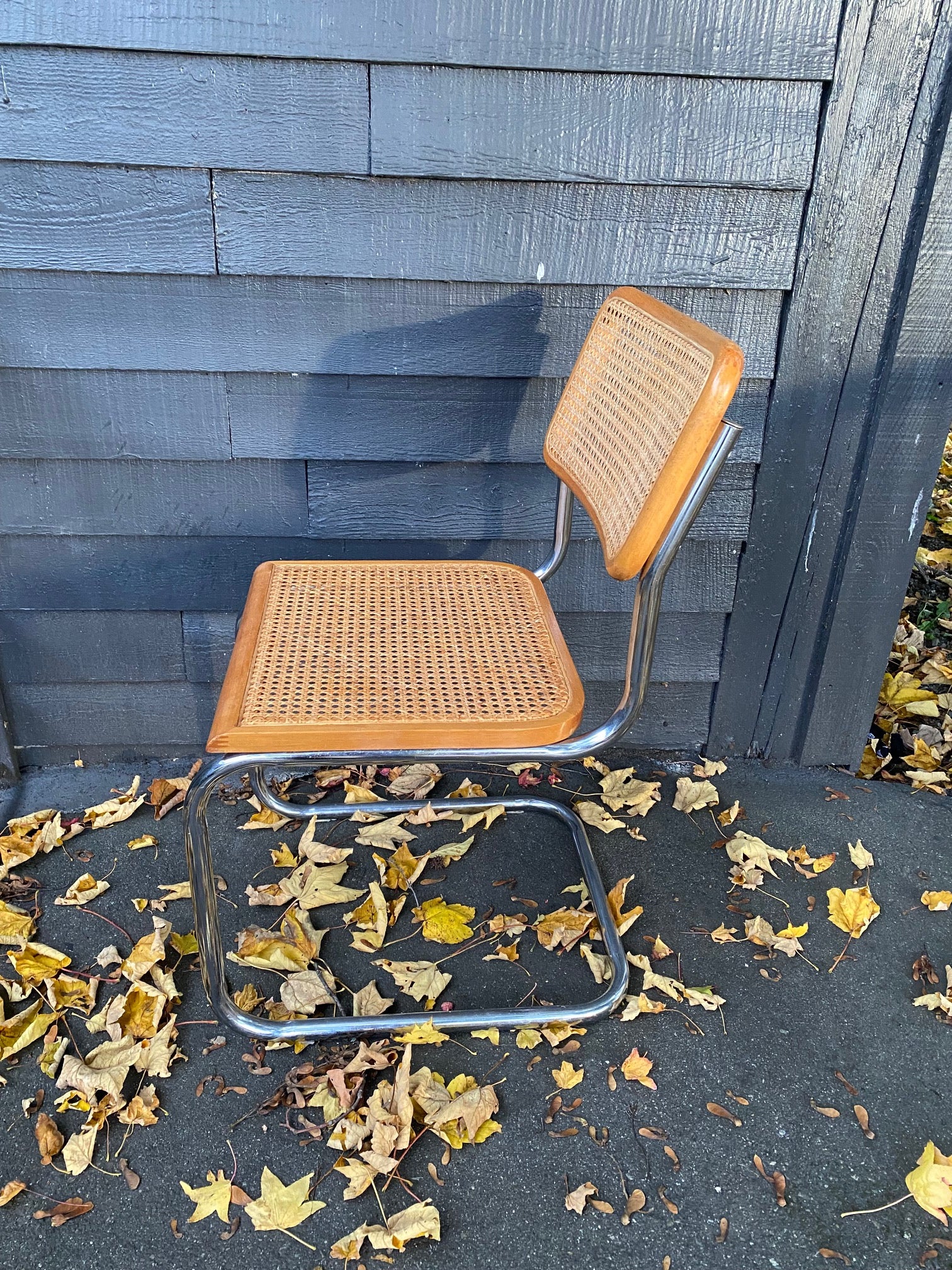 MCM Cantilevered Chrome and Cane Dining Chairs