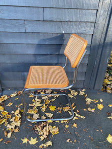 MCM Cantilevered Chrome and Cane Dining Chairs