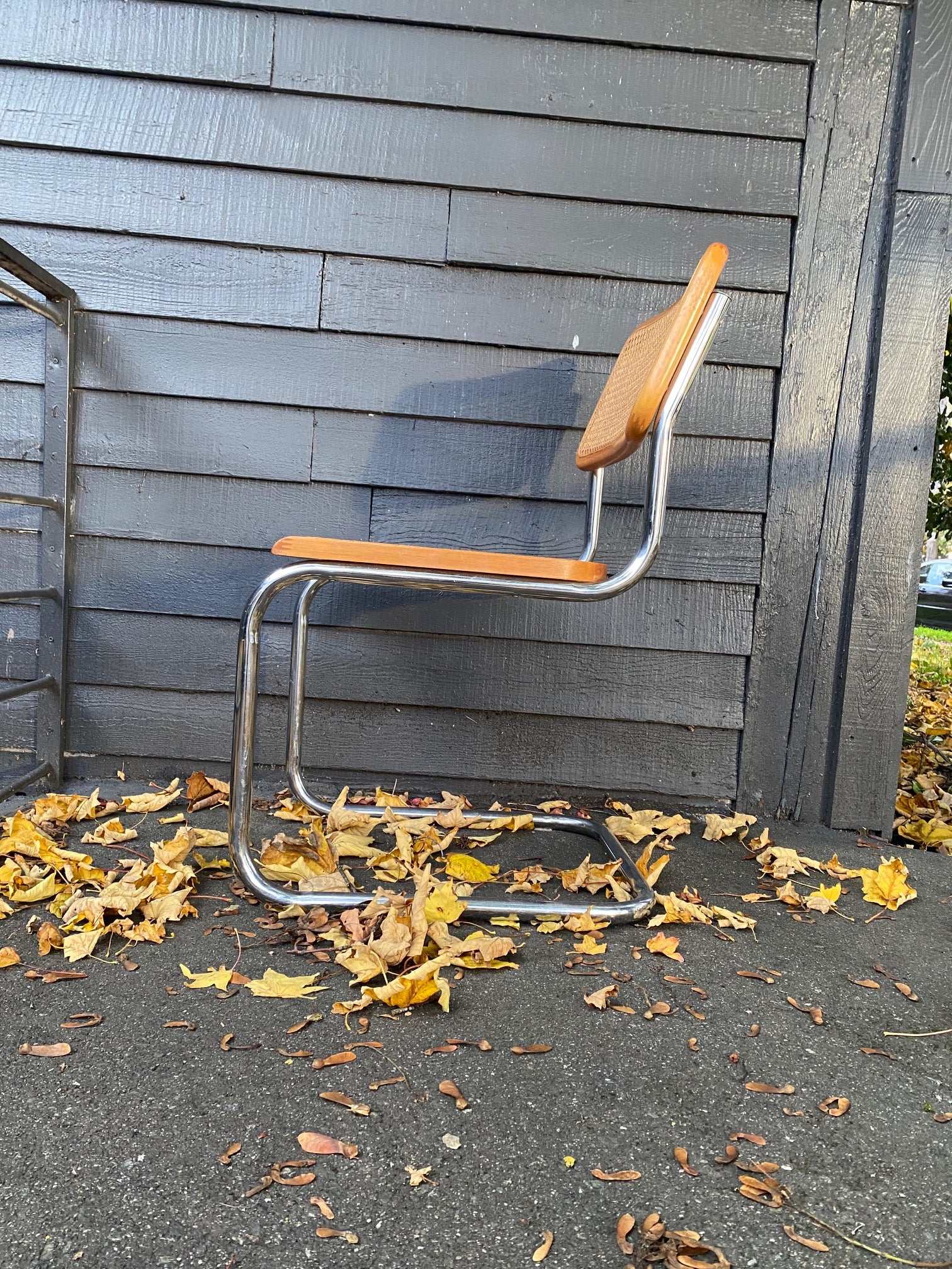 MCM Cantilevered Chrome and Cane Dining Chairs