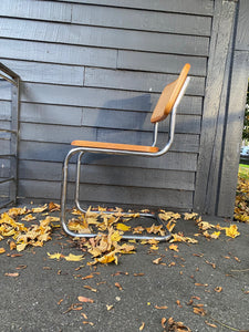 MCM Cantilevered Chrome and Cane Dining Chairs