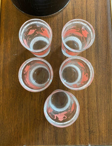 Set of 5 Vintage Hostess Tumblers in Pink & White