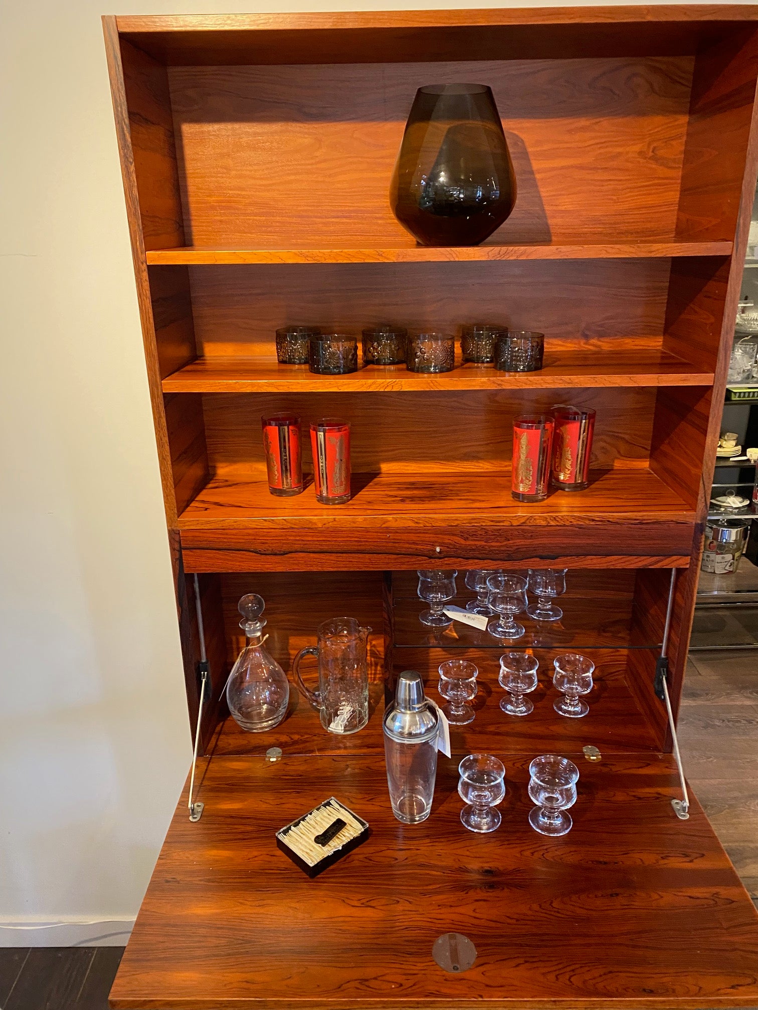 Pair of Rosewood Shelves with Lower Storage
