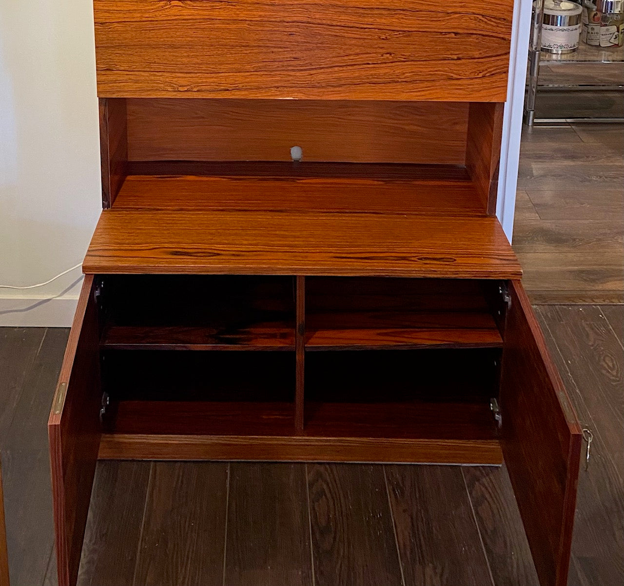 Pair of Rosewood Shelves with Lower Storage
