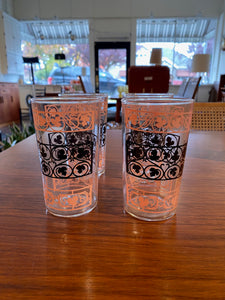 Set of 4 Anchor Hocking Pink & Black Wrought Iron Tumblers