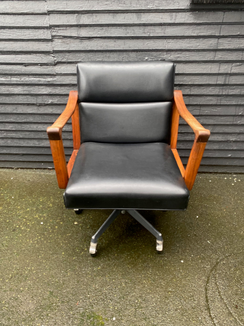 Vintage Swivel Office Chair with Rosewood Arms- Cook Street Vintage