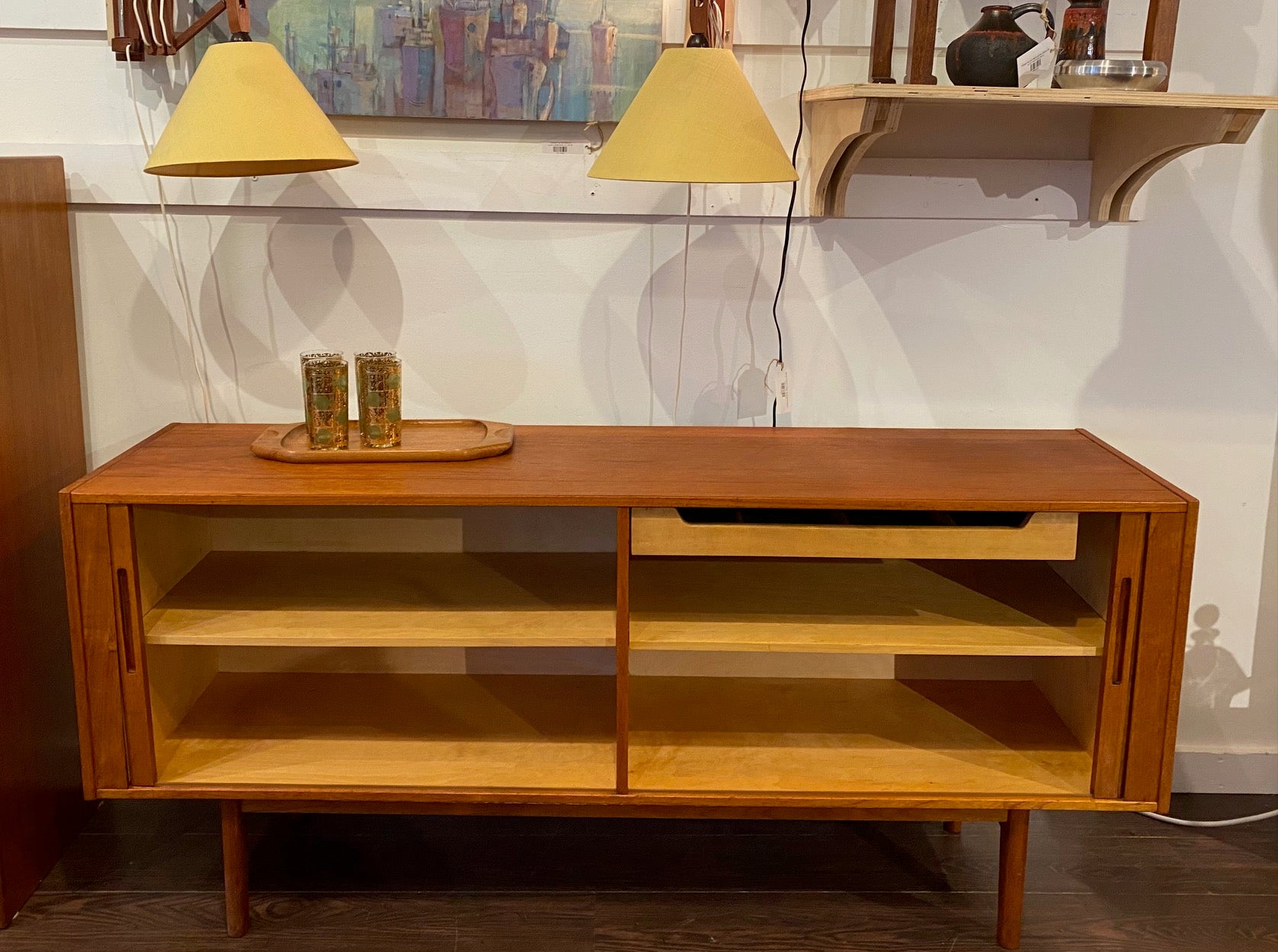MCM Teak Credenza with Tambour Doors