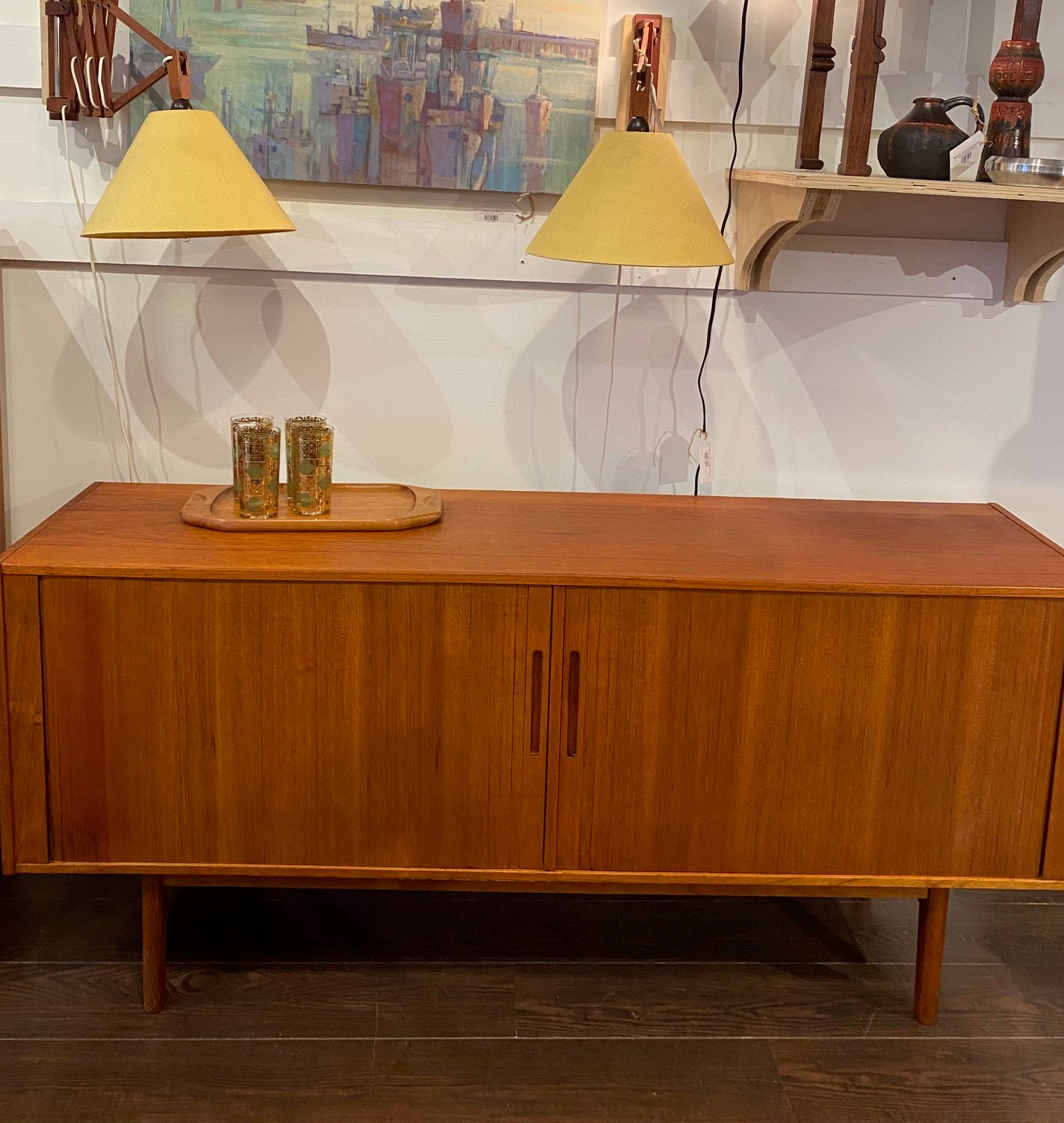 MCM Teak Credenza with Tambour Doors