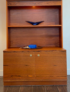 MCM Rosewood Shelves with Glass Cabinet & Storage- Cook Street Vintage