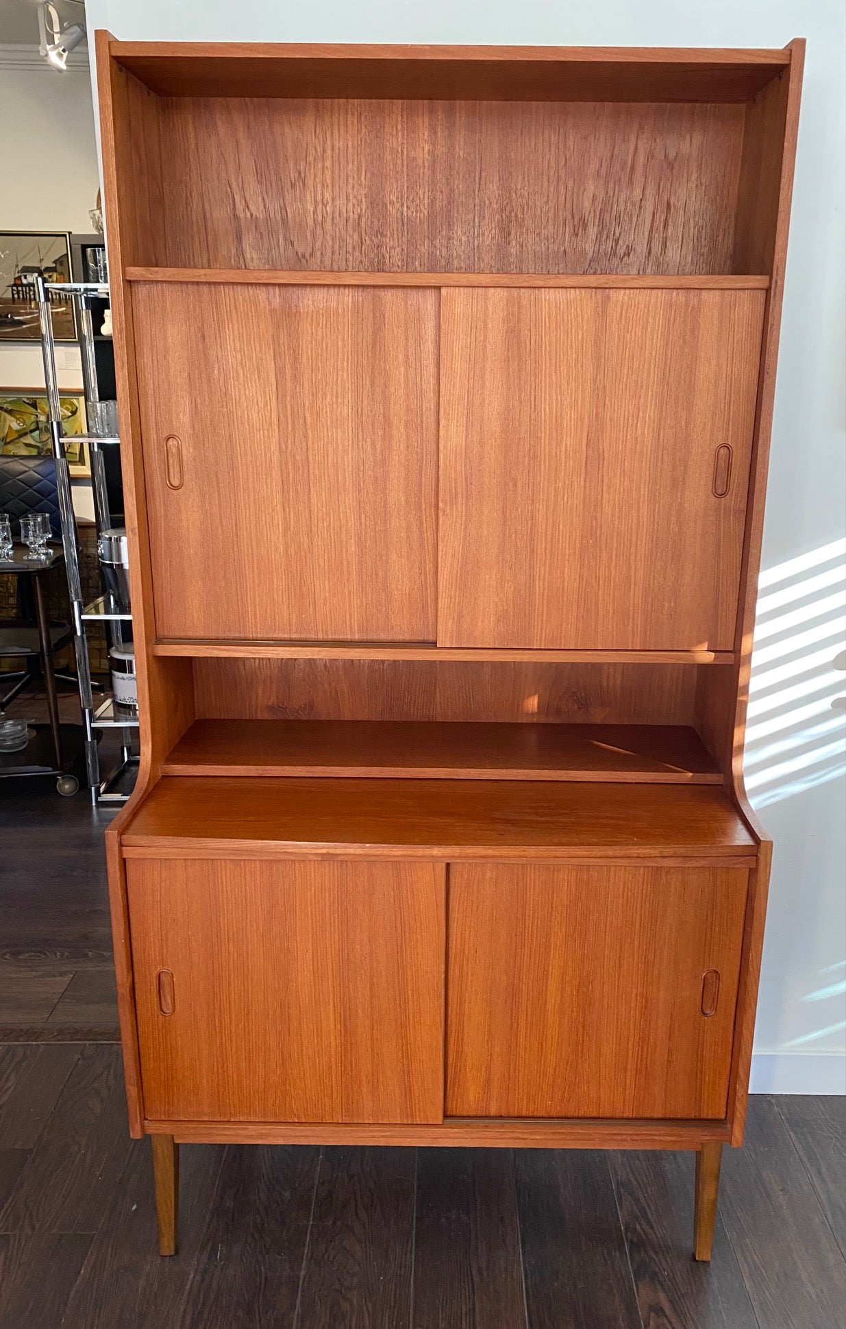 Teak Danish Secretary With Upper Cabinet